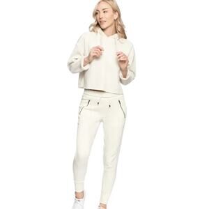 Fundamental Coast Women's Medium Beige Kelly Crop Hoodie Oversized Grunge K4-11